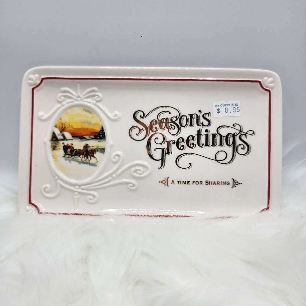 Vintage Grasslands Road Holiday Appetizer Tray, Christmas - 7.75” X 4.75”